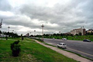 An attractive view of thick clouds hovering over the skies of Federal Capital.