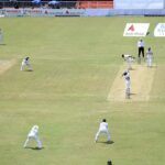 Pakistani batsman Saud Shakeel plays shot during the 2nd day of the 1st Test cricket match between Pakistan and Bangladesh teams at the Rawalpindi Cricket Stadium