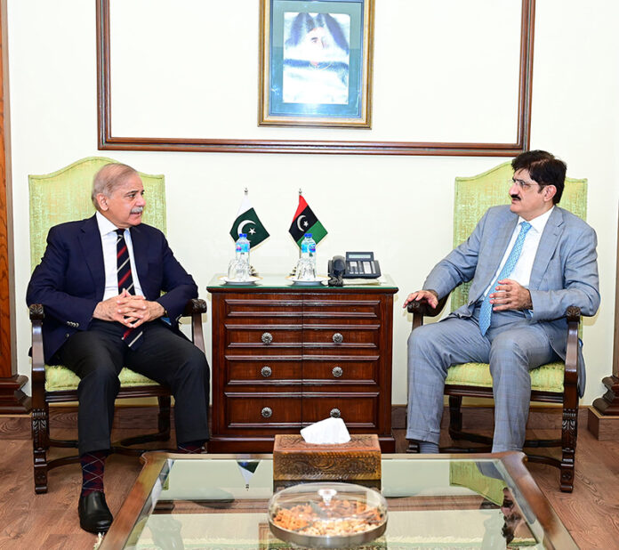 Prime Minister Muhammad Shehbaz Sharif meets Chief Minister Sindh Syed Murad Ali Shah