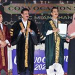 Chairman Senate Syed Yusuf Raza Gilani awarding certificates and medals to the position-holder students during the Convocation of the Punjab College Mian Channu