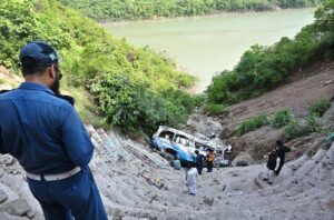Twenty passengers killed when a coaster coming from Hawaili Kahuta to Rawalpindi fell into a ditch near Azad Pattan.