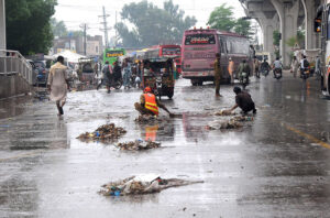 A view of the damage General Bus Stand Road during monsoon rain may cause any mishap and needs the attention of concerned authorities.