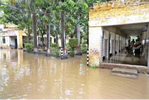 A view of Company Bagh, inundated with rainwater.