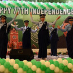 Karate players demonstrating tricks during Independence Day at circuit house