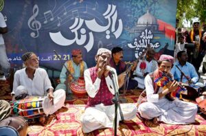 During the 281st Urs celebrations, folk musicians and singers fill the atmosphere with melodies and traditions while performing their art with enthusiasm at the shrine of Hazrat Shah Abdul Latif Bhitai.