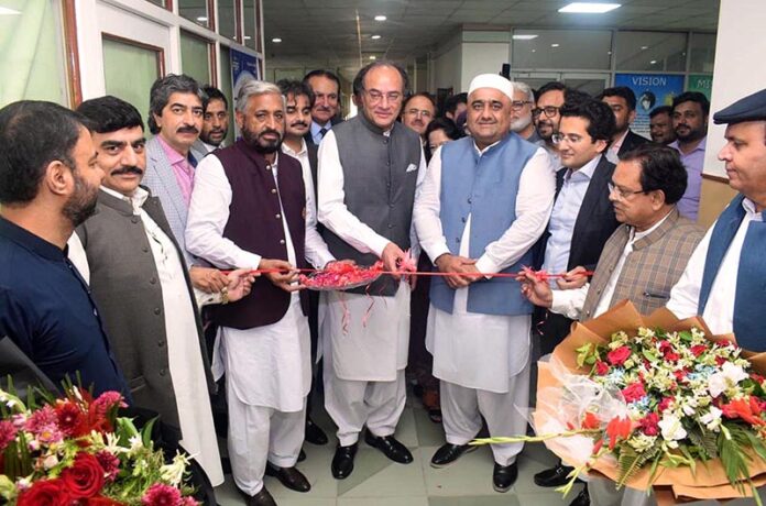 Federal Finance Minister Senator Muhammad Aurangzeb is inaugurating the Central Secretariat of the Tajir Dost Scheme in Lahore. Minister of State Mr. Ali Pervez Malik is also present
