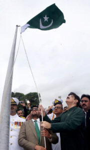 Sindh Chief Minister Syed Murad Ali Shah performs flag hoisting ceremony at Mazar-e-Quaid