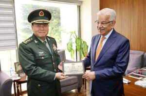 General Li Qiaoming, PLA Ground Forces Commander of China called on Federal Minister for Defence & Defence Production, Khawaja Mohammad Asif.