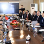 Federal Minister for Finance and Revenue Senator Muhammad Aurangzeb in a meeting with Charge D'affaires Mr. Shi Yuanqiang and other officials of the Embassy of People's Republic of China