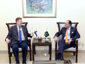 Federal Minister for Finance & Revenue Senator Muhammad Aurangzeb was called on by the Ambassador of Finland to Pakistan H.E. Mr. Hannu Ripatti