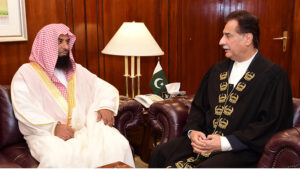 Imam Masjid Al-Nabvi (S.A.W) Sheikh Dr. Salah Mohammad M Al- Budair called on Speaker National Assembly Sardar Ayaz Sadiq at Parliament House