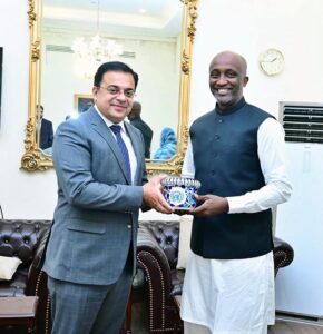 Mohammad Yahya, United Nations Residence Coordinator in Pakistan calls on Federal Minister for Economic Affairs Ahad Khan Cheema.