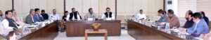 Senator Aon Abbas, Chairman Senate Standing Committee on Industries and Production presiding over a meeting of the committee at Parliament House