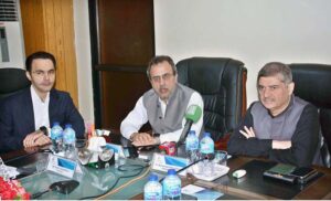 Federal Minister for Power, Sardar Awais Ahmad Khan Leghari chairs a meeting during visit at FESCO Headquarters.