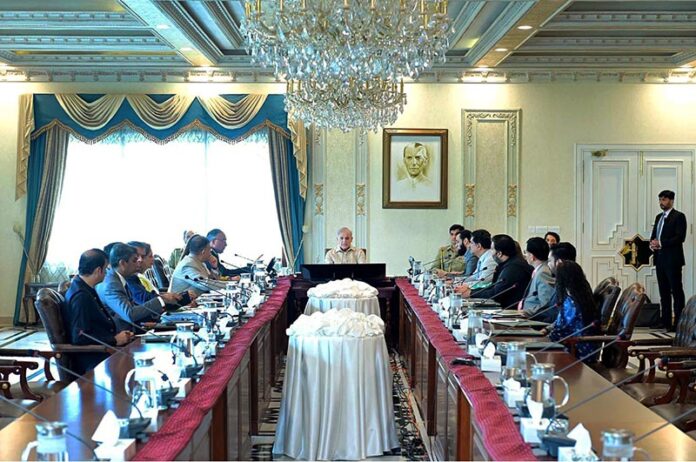 Prime Minister Muhammad Shehbaz Sharif chairs a meeting regarding Youm-e-Istehsal