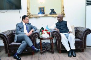 Mohammad Yahya, United Nations Residence Coordinator in Pakistan calls on Federal Minister for Economic Affairs Ahad Khan Cheema.