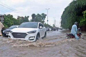 A view of Company Bagh, inundated with rainwater.