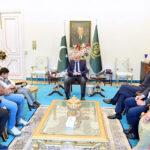 Guinness World Record holder Sufyan Mehsood along with his father Irfan Mehsood calls on Prime Minister Muhammad Shehbaz Sharif