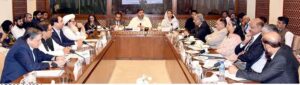 Senator Rana Mahmood Ul Hassan, chairman senate standing committee on cabinet secretariat presiding over a meeting of the committee at Parliament House.