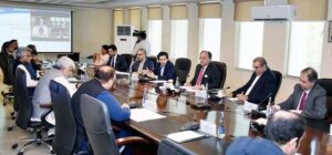 Federal Minister for Finance and Revenue, Senator Muhammad Aurangzeb chairing the Steering Committee Meeting on the Pakistan Raises Revenue Program (PRRP) at the Finance Division.
