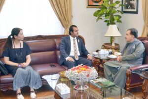 Delegation of Chinese company meeting with Balochistan Governor Jaffar Khan Mandukhail at Governor House.