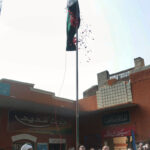 Principal Muslim High School Rana Aslam is hoisting Pakistan’s national flag ceremony on the 77th Independence Day of Pakistan