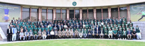 To honour Olympian Arshad Nadeem’s historic achievement, Chief of Army Staff (COAS) General Syed Asim Munir, NI (M) hosted a ceremony at Army Auditorium GHQ. The event was attended by sports teams and legendary olympians including 1984 Olympic and National Hockey Teams, National Cricket Team, Street Football Team, Army Polo Team, Visually Impaired Cricket and Women Goal Ball Teams, Medal Winners of Common Wealth, SAF and Asian Games and participants of Paris Olympics 2024. Notable legends included Jehangir Khan, Isalah Ud Din, Shahbaz Senior, Sohail Abbas, Muhammad Asif and Aisam-ul-Haq. The event was also attended by Arshad Nadeem’s close relatives, associates and coaches