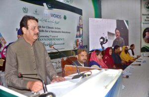CEO Pakistan Poverty Alleviation Fund Nadir Gul Baraich addressing the workshop on consultative event of “Green Skills for sustainable Balochistan” held at Boy Scouts.