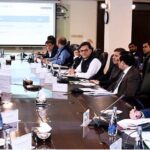 Federal Minister for Finance & Revenue Senator Muhammad Aurangzeb presiding over a meeting of Economic Coordination Committee (ECC)