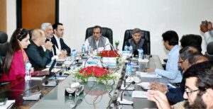 Federal Minister for Energy, Awais Ahmad Khan Laghari chairing a meeting at FESCO Headquarters.