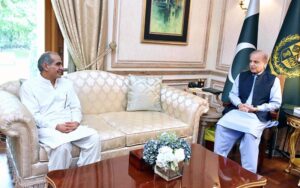 Former Federal Minister Khawaja Saad Rafique calls on Prime Minister Muhammad Shehbaz Sharif.