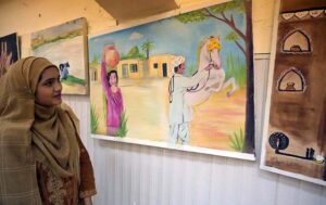 Students join Thalassemia children in a painting competition at the Sargodha Arts Council Art Gallery, showcasing creativity and compassion.