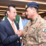 To honour Olympian Arshad Nadeem’s historic achievement, Chief of Army Staff (COAS) General Syed Asim Munir, NI (M) hosted a ceremony at Army Auditorium GHQ. The event was attended by sports teams and legendary olympians including 1984 Olympic and National Hockey Teams, National Cricket Team, Street Football Team, Army Polo Team, Visually Impaired Cricket and Women Goal Ball Teams, Medal Winners of Common Wealth, SAF and Asian Games and participants of Paris Olympics 2024. Notable legends included Jehangir Khan, Isalah Ud Din, Shahbaz Senior, Sohail Abbas, Muhammad Asif and Aisam-ul-Haq. The event was also attended by Arshad Nadeem’s close relatives, associates and coaches