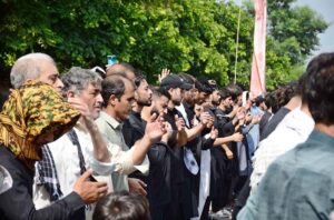 A large number of mourners attending Chehlum procession to commemorate the martyrdom of Hazrat Imam Hussein (RA) the grandson of Holy Prophet Muhammad (PBUH).
