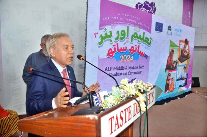 Advisor to the Prime Minister Muhammad Shehbaz Sharif and President of Pak-Japan Friendship Society Syed Feroz Shah addressing the ceremony organized BESPII