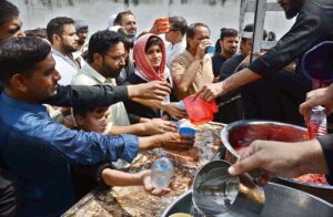 A large number of mourners attending Chehlum procession to commemorate the martyrdom of Hazrat Imam Hussein (RA) the grandson of Holy Prophet Muhammad (PBUH).