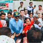 Sindh Education Minister Syed Sardar Ali Shah leading rally on the occasion of New Admissions Drive in District Malir