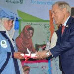 Advisor to the Prime Minister Muhammad Shehbaz Sharif and President of Pak-Japan Friendship Society Syed Feroz Shah distributing certificates among the ALP and Middle-Tech graduates