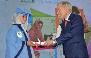 Advisor to the Prime Minister Muhammad Shehbaz Sharif and President of Pak-Japan Friendship Society Syed Feroz Shah distributing certificates among the ALP and Middle-Tech graduates