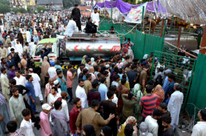 An attractive view of Data Darbar decorated with colorful lights in connection with 981 Urs Celebration Of Data Ali Hajveri(RA) as a large number of people arrives to attend the three day Urs celebration of renowned Sufi Data Gunj Buksh.