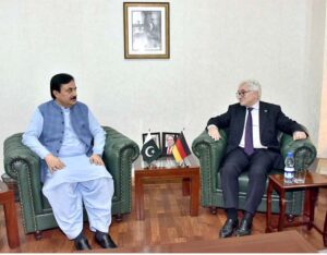 Deputy Chairman Senate, Syedaal Khan in a meeting with Alfred Grannas, Ambassador Of Germany To Pakistan at Parliament House.