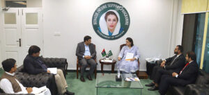 Senator Rubina Khalid, Chairperson of the Benazir Income Support Programme (BISP), in a meeting with a delegation of Riphah International University at BISP headquarters.
