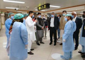 Federal Secretary Health Nadeem Mahbub visits Peshawar International Airport to review M-pox arrangements.
