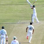 Bangladesh batsman Shadman Islam in full action during the second day of the play of 1st Test cricket match between Pakistan and Bangladesh Pindi Cricket Stadium in twin cities
