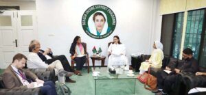 Chairperson Benazir Income Support Programme (BISP) Senator Rubina Khalid in a meeting with a team from GIZ, led by Johanna Knoess, Head of Sector Initiative Social Protection at BISP headquarters.