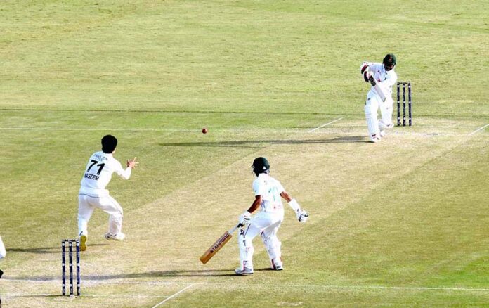 Bangladesh batsman Zakir Hasan in action during the second day of the play of 1st Test cricket match between Pakistan and Bangladesh at Pindi Cricket Stadium in twin cities