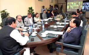 Federal Minister for Kashmir Affairs & Gilgit Baltistan Engr Amir Muqam chairing a meeting regarding Gilgit Baltistan.