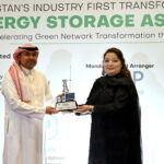Coordinator to Prime Minister on Climate Change Ms. Romina Khurshid Alam presents memento to Chairman Saudi Pak, CEO, Saudi Enaya Cooperative Insurance Company, Sultan Abdulrauf at the Signing Ceremony and launch of Pakistan's Industry First Transformative project “Energy Storage as a Service" at a local hotel