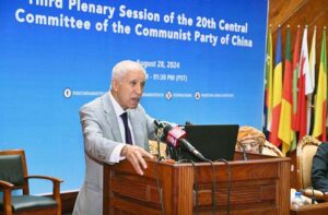 Federal Minister for Maritime Affairs Mr. Qaisar Ahmed Sheikh is addressing to the participants of Special Event Program organized by Pak-China Institute in COMSTECH Auditorium.