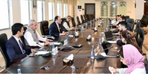Federal Minister for Finance and Revenue, Senator Muhammad Aurangzeb in a meeting with the delegations from Global Consulting Firm Kearney and Public Private Partnership Authority (P3A)